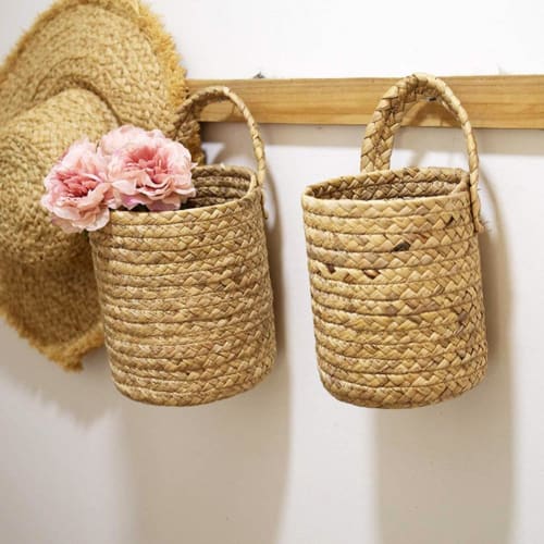 Cache Pot Osier Vintage Petit Cache-Pot En