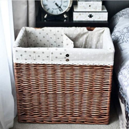 Coffre À Linge En Osier Marron Doublure Fleurs Panier