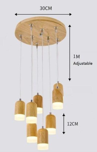 Lustre Bambou Bois Acier Luminaire