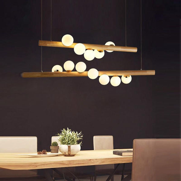 Lustre Bambou Boule 5 Lampes Luminaire