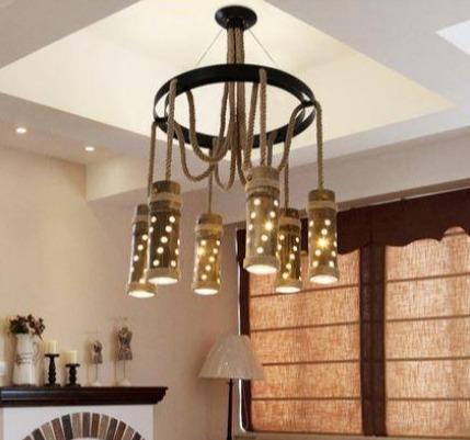 Lustre Bambou Chandelle Luminaire