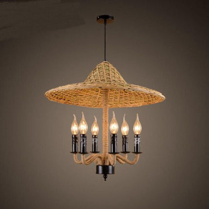 Lustre Bambou Chapeau Luminaire