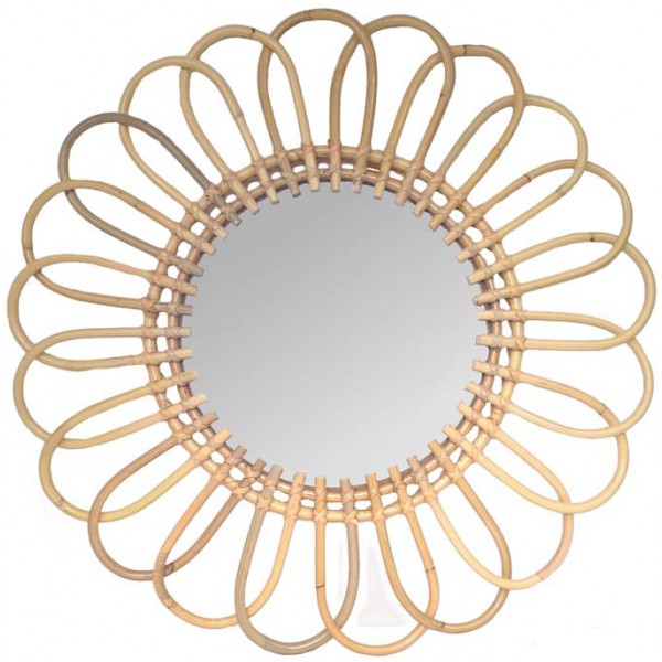 Miroir Rotin Années 60