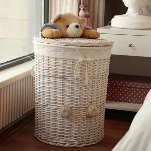 Panier À Linge En Osier Blanc Linge Osier