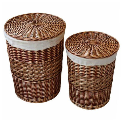 Panier Linge Sale Osier Lot De 2 Paniers (Grand + Petit) À Linge Osier