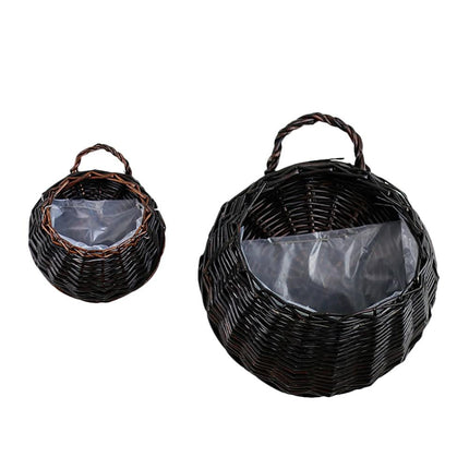 Panier Osier À Suspendre Noir / Petit Cache-Pot
