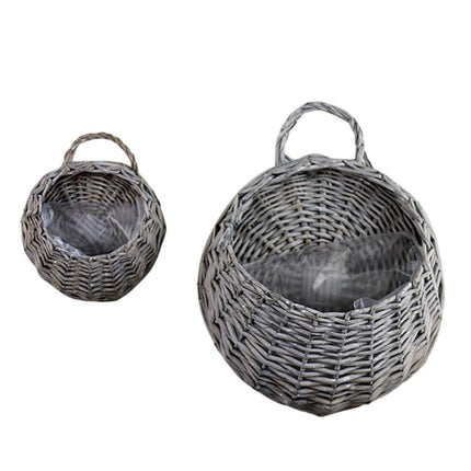 Panier Osier À Suspendre Gris / Petit Cache-Pot