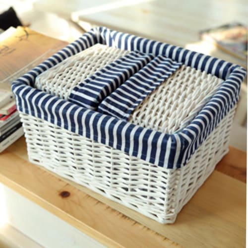 Panier De Rangement En Osier Blanc 20X15X13Cm