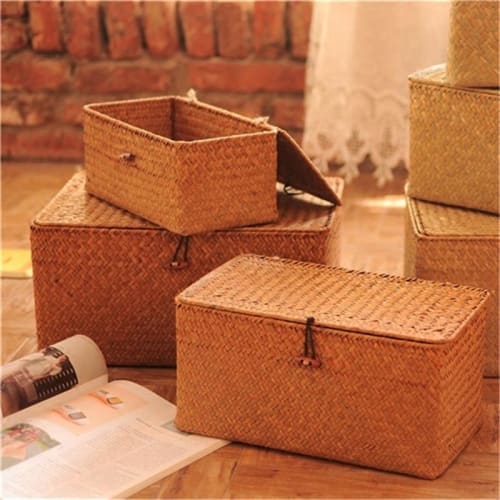 Panier De Rangement En Osier Avec Couvercle S