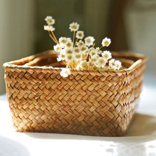 Panier Rangement En Paille Petit Rangement Paille