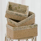 Panier Rangement En Paille Et Tissu Tresse Vert / S Osier