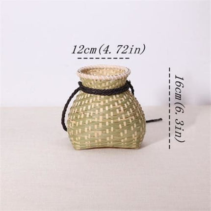 Panier De Rangement Rond En Paille Avec Pompon 12X16 Cm Osier