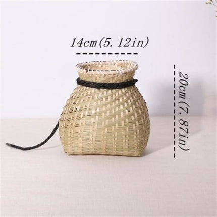 Panier De Rangement Rond En Paille Avec Pompon 14X20 Cm Osier