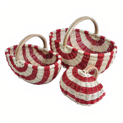 Panier En Rotin Rouge & Blanc Paniers