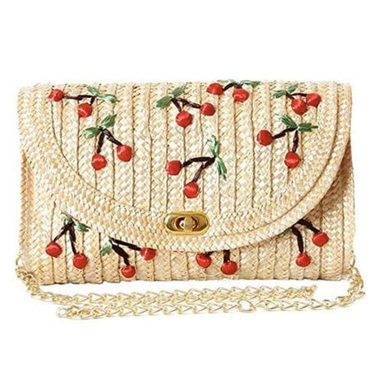 Pochette En Osier Cerise Sac