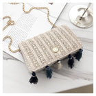 Sac Osier Avec Pompons Beige En