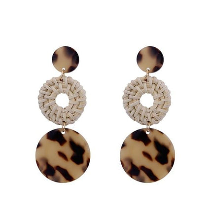 Boucles Doreilles Osier Léopard Longue En