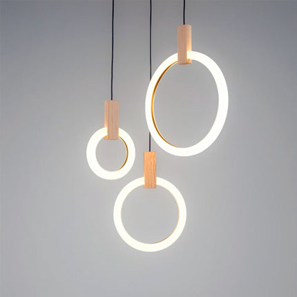 Lustre Bambou Anneaux 3 Lampes Luminaire