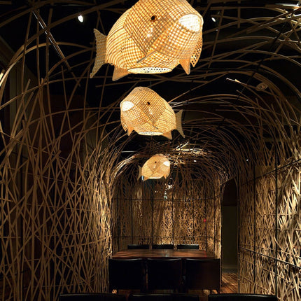 Suspension Bambou Fish Luminaire