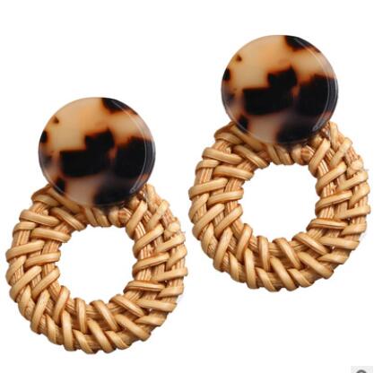 Boucles Doreilles Osier Léopard Courte En