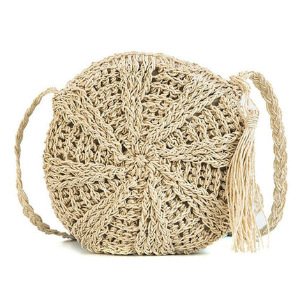 Sac À Main Rond En Osier Beige