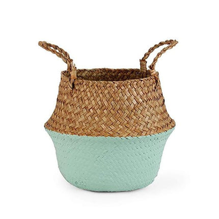 Panier Osier Rond Tendance Bleu Clair Rond Osier