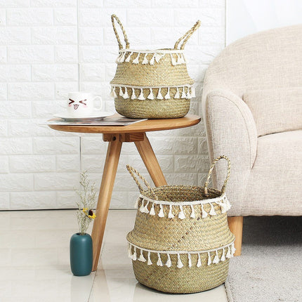 Panier Osier Rond Avec Franges Rond Osier