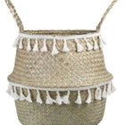 Panier Osier Rond Avec Franges Blanc / Petit Rond Osier