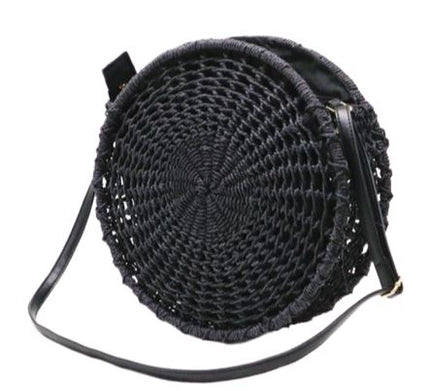 Sac Osier Rond Fermeture Noir En