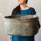 Panier À Linge Ovale En Osier Gris
