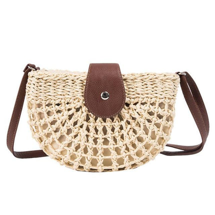 Sac En Osier Bandoulière Beige