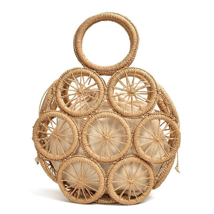 Sac En Osier Rond Marron Sacs