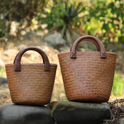 Sac Osier Anses Bois Petit À Main