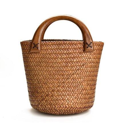 Sac Osier Anses Bois À Main