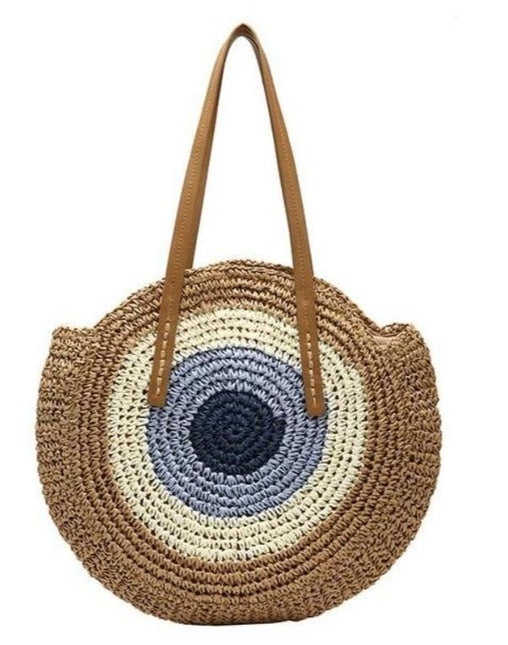 Sac De Plage Osier Rond Marron En