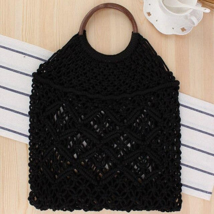 Grand Sac De Plage En Osier Noir