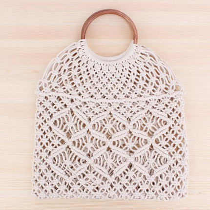 Grand Sac De Plage En Osier Blanc