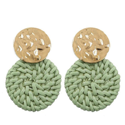 Boucles Doreilles Osier Bleu Vert En