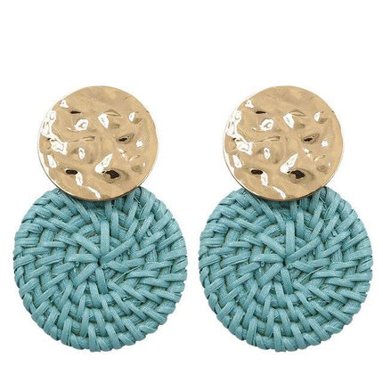 Boucles Doreilles Osier Bleu Turquoise En