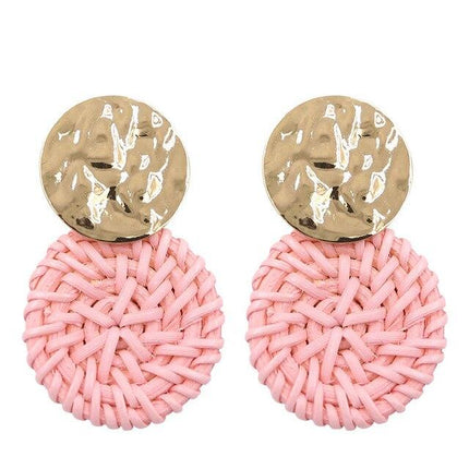 Boucles Doreilles Osier Bleu Rose En
