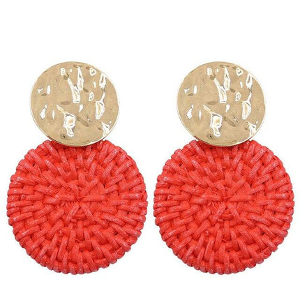 Boucles Doreilles Osier Bleu Rouge En
