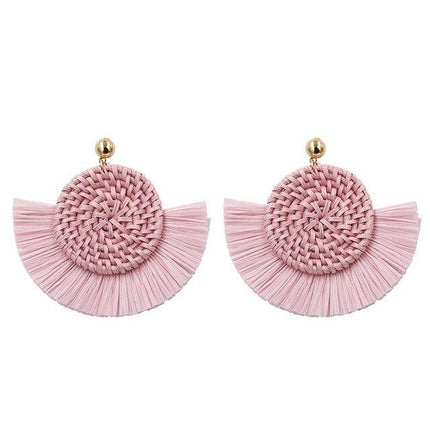 Boucles Doreilles Style Bohème Chic Rose En Osier