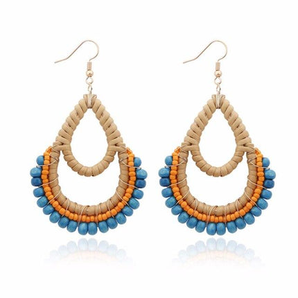 Boucles Doreilles En Osier Bleu