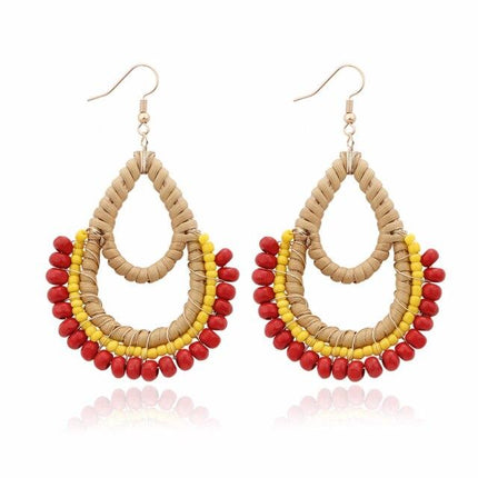 Boucles Doreilles En Osier Rouge