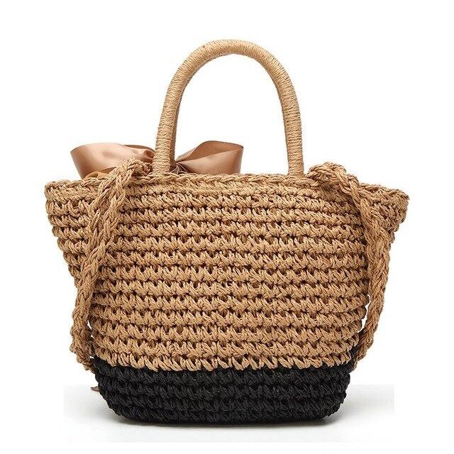 Sac En Osier Décoré Noir