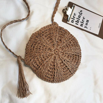 Sac À Main Rond En Osier Marron