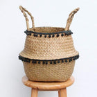 Cache Pot Osier Pompons Noir Cache-Pot