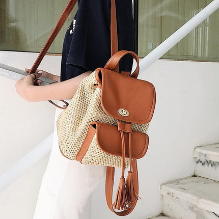 Sac À Dos En Osier Marron