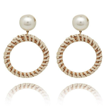 Boucles Doreilles Osier Blanc Perle En