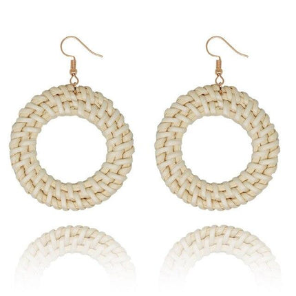 Boucles Doreilles Osier Blanc Créole En